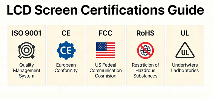 What are the certifications for LCD screens?