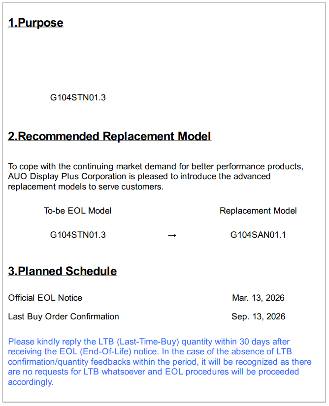 G104STN01 3 Product End of Life Notice& Replacement Model G104SAN01 1.png