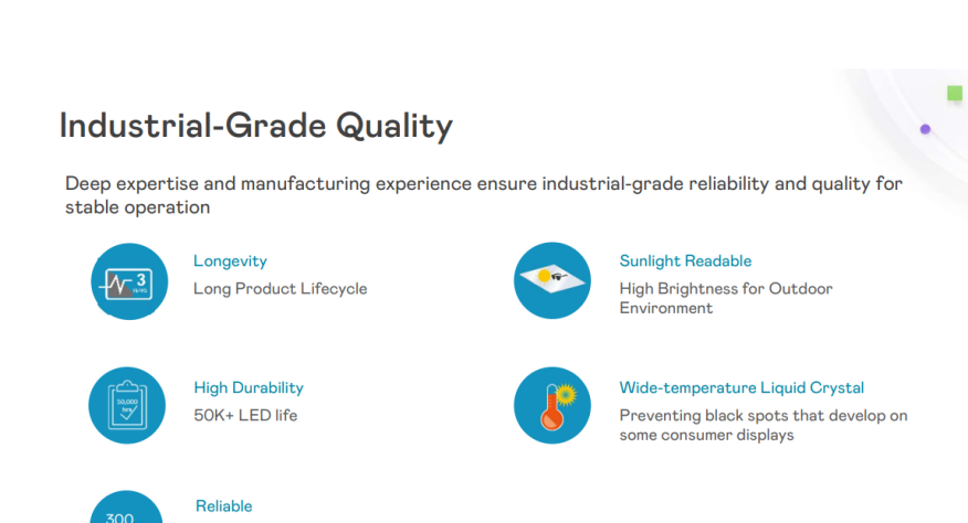 What are the standards for AUO's industrial-grade LCD screens?