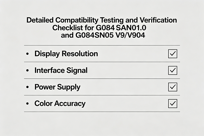 Compatibility Testing  for G084SAN01.0 and G084SN05 V9/V904