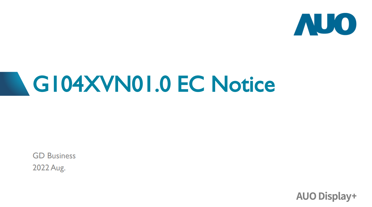 Product Engineering Change Notice for 10.4-inch TFT-LCD Module in G104XVN01 EC N